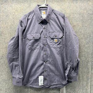 Carhartt FR Shirt Mens Medium Gray Flame Resistant Long Sleeve Work Button Front